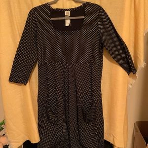 lunn womens dress Black with White Polka Dots Size XL